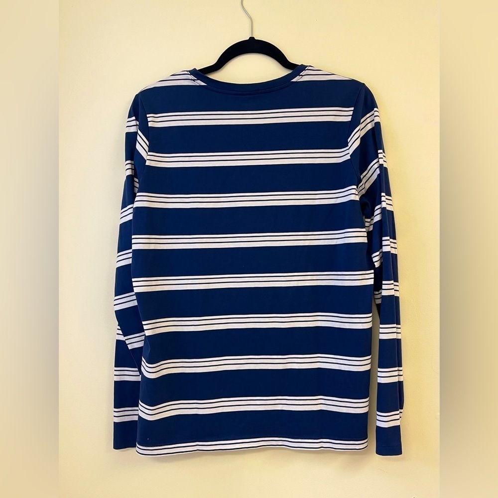 100% Cotton Lands End Striped Long Sleeve Shirt Size M